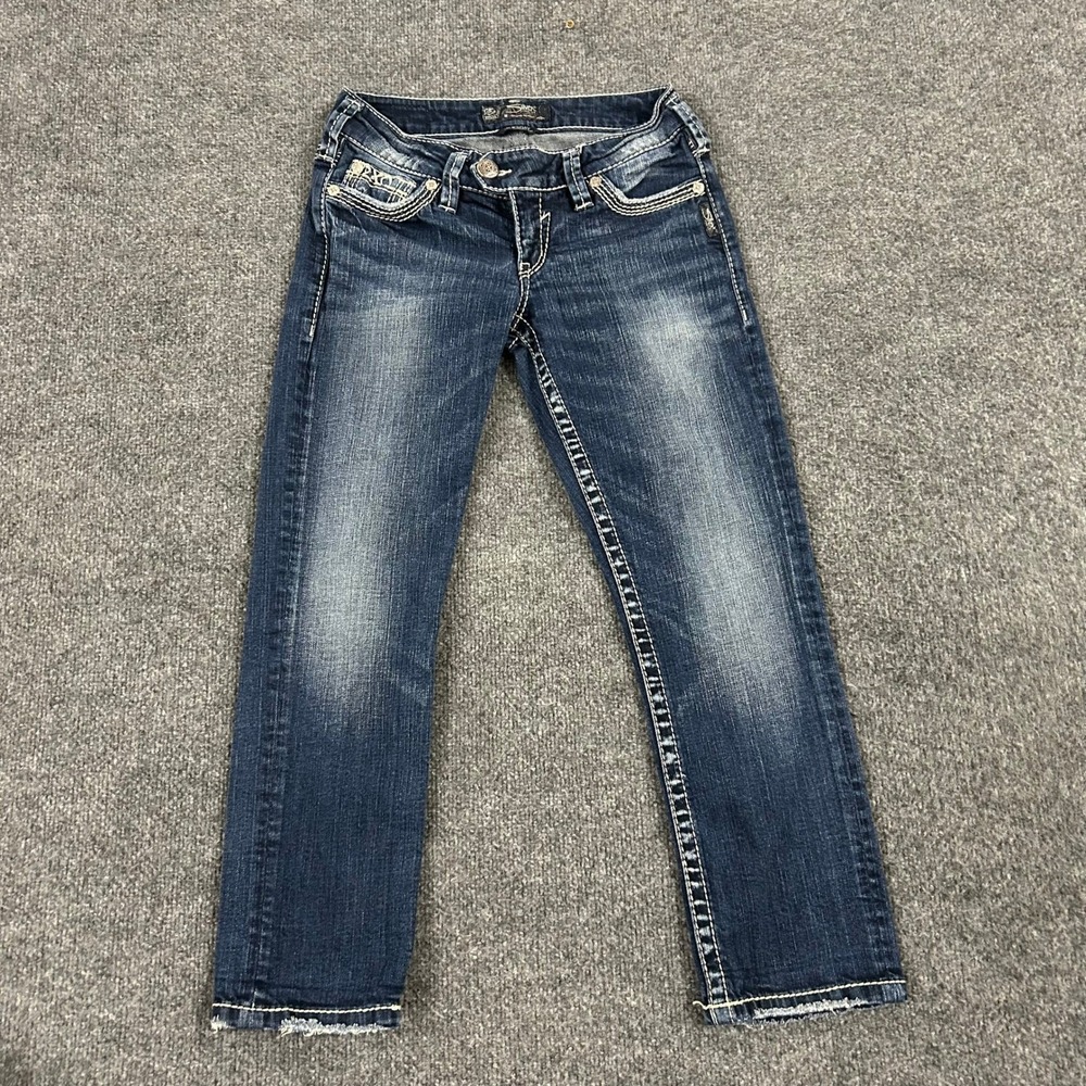 Silver Jeans Co. Capri Womens Size 26 Blue Tuesday Low Rise Slim Thick Stitching